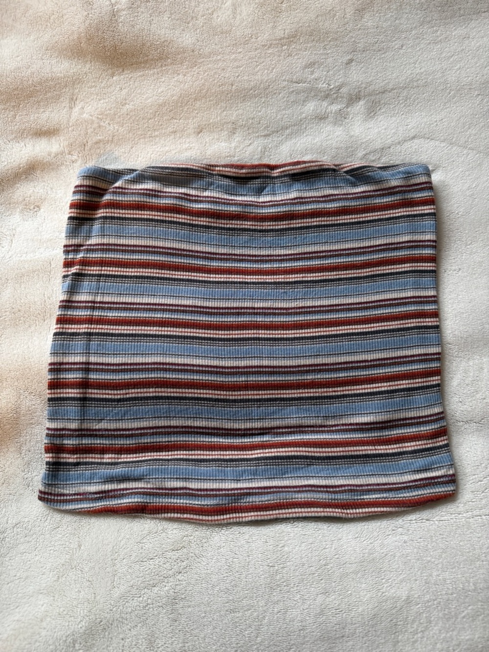 American Eagle Outfitters Striped Ribbed Tube Top in Blue and Rust